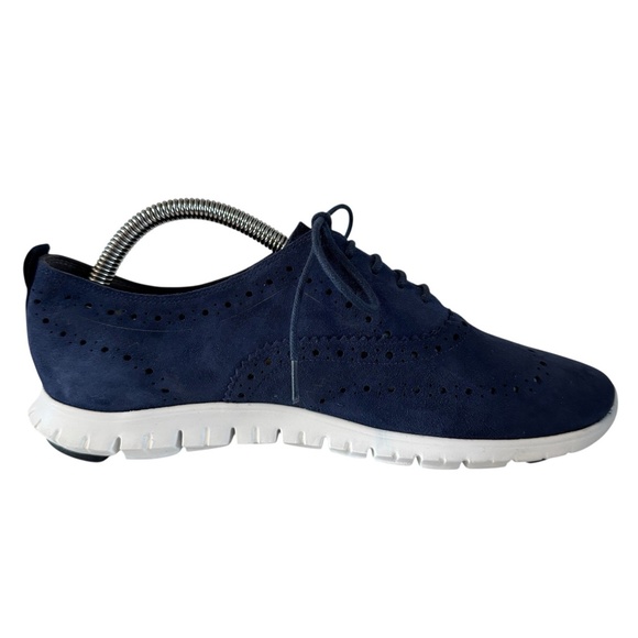 COLE HAAN Zerogrand Wingtip Oxfords Blue Perf Leather Flats Shoe Womens Size 8.5 - Picture 6 of 9